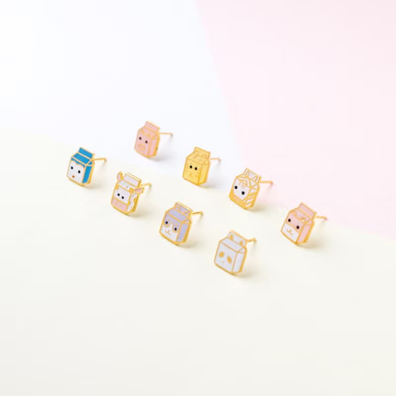 小豬牛奶盒 Animal Milk | 手作耳環