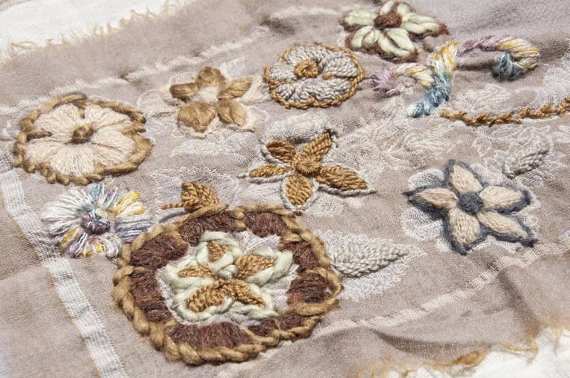 喀什米爾Cashmere/水煮羊毛披肩/針織圍巾/刺繡圍巾/羊絨披巾-花