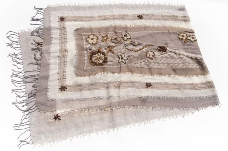 喀什米爾Cashmere/水煮羊毛披肩/針織圍巾/刺繡圍巾/羊絨披巾-花
