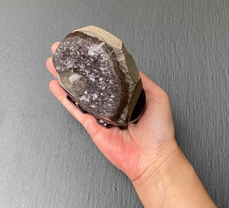 招財開運-天然原礦異象滿天星紫晶鎮共生方解石 紫水晶 消磁淨化