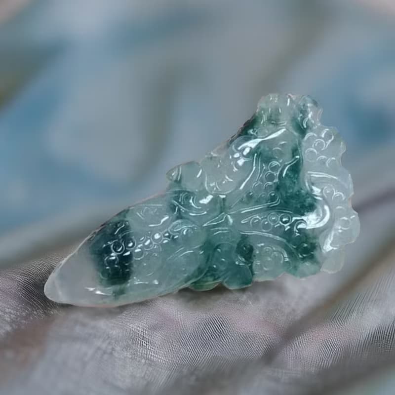 飄藍花翡翠巧雕白菜| 天然緬甸玉A貨翡翠 | 送禮