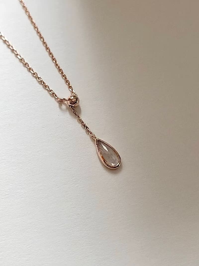 露珠灰月光石項鍊/ 玫瑰金/ Y字鍊/水晶/A.pearl