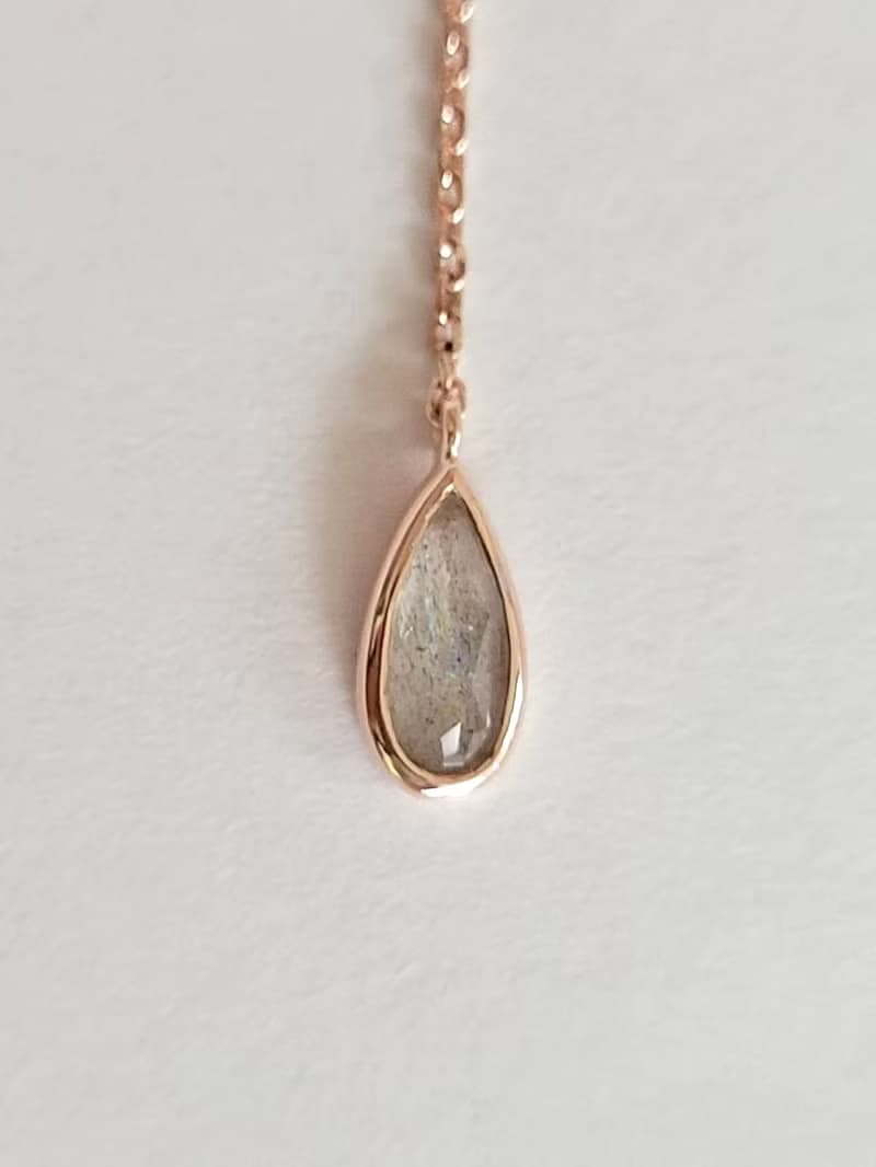 露珠灰月光石項鍊/ 玫瑰金/ Y字鍊/水晶/A.pearl