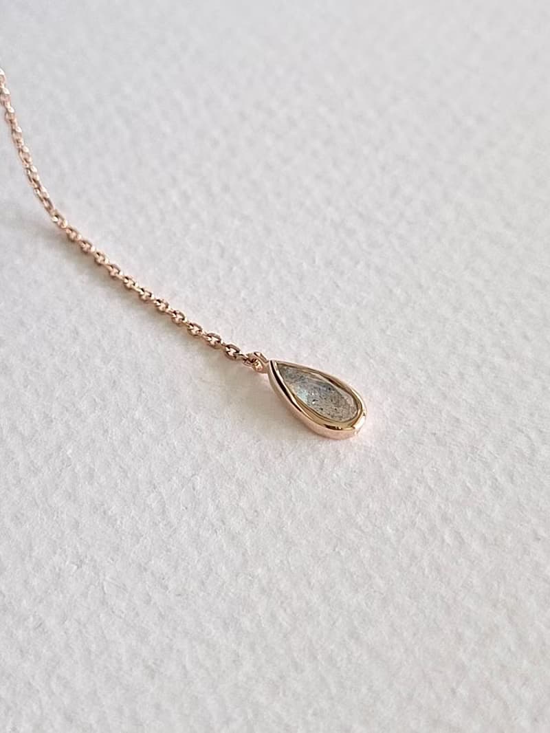 露珠灰月光石項鍊/ 玫瑰金/ Y字鍊/水晶/A.pearl