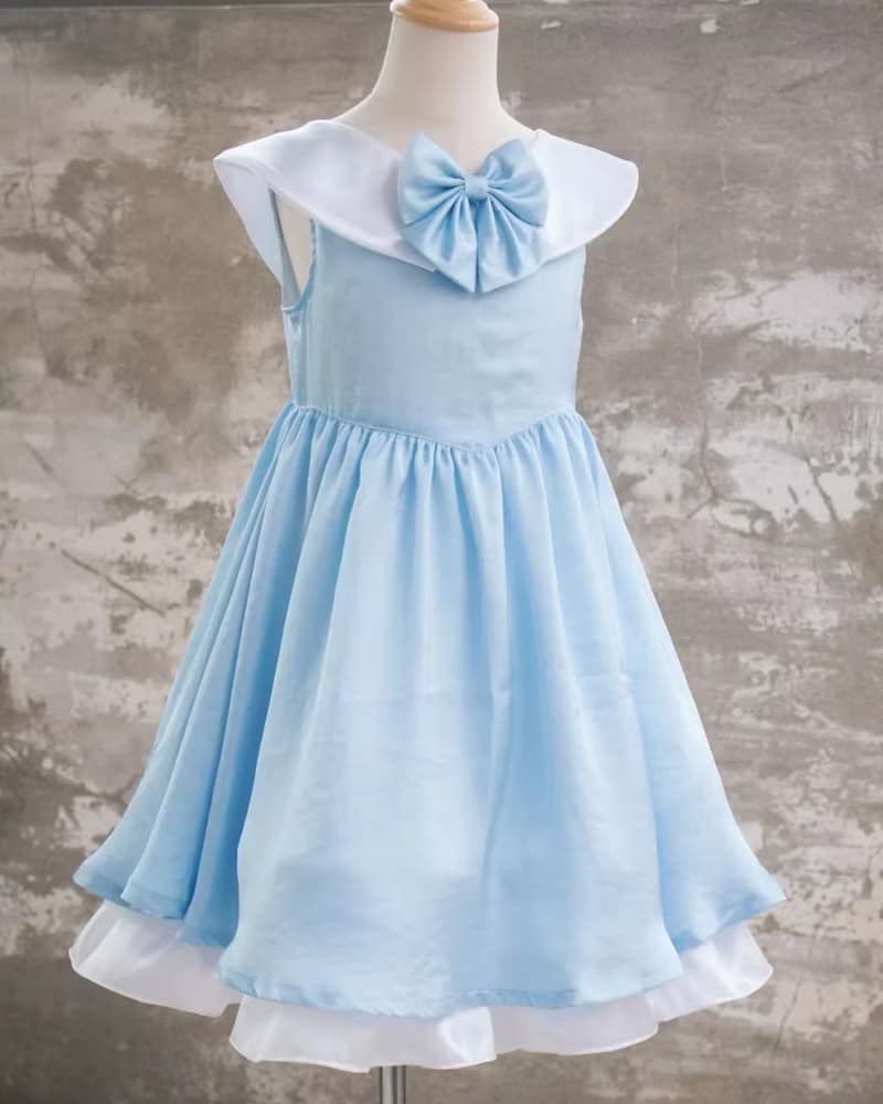 女童藍色公主手作洋裝禮服