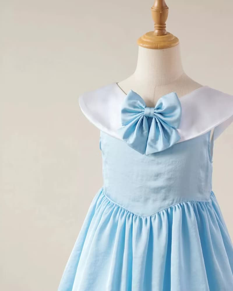 女童藍色公主手作洋裝禮服
