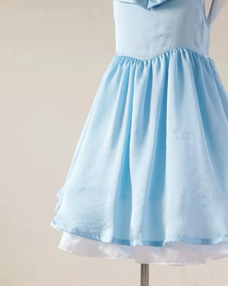 女童藍色公主手作洋裝禮服