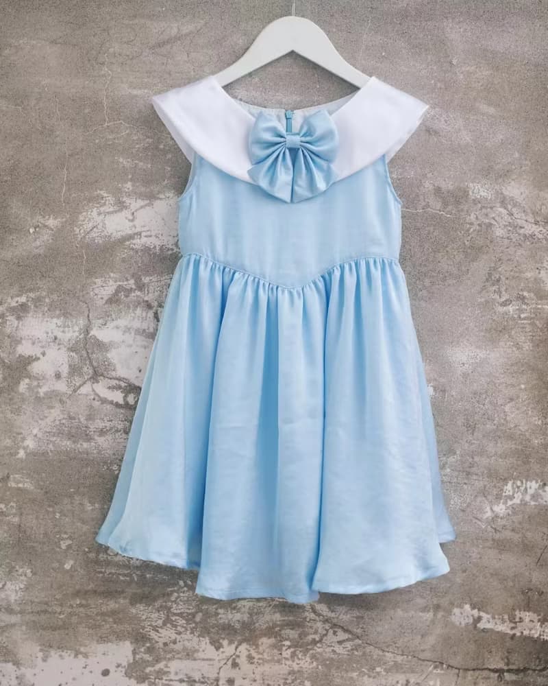 女童藍色公主手作洋裝禮服