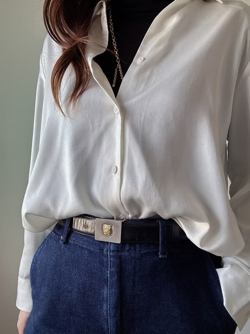 中古正品 Celine 凱旋門扣 真皮腰帶 80cm 意大利製