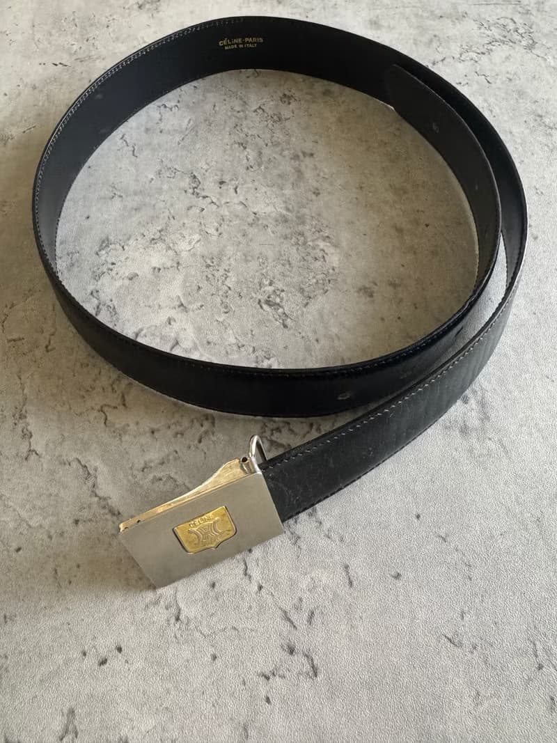 中古正品 Celine 凱旋門扣 真皮腰帶 80cm 意大利製