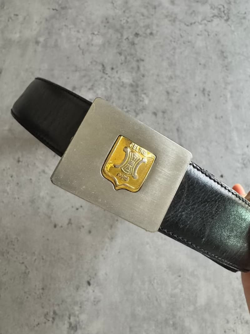 中古正品 Celine 凱旋門扣 真皮腰帶 80cm 意大利製