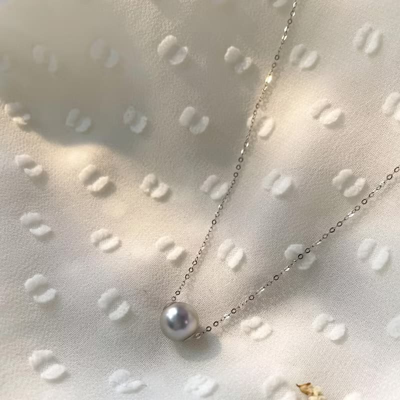 時來運轉18K白金Akoya真多麻海水珍珠鎖骨項鍊