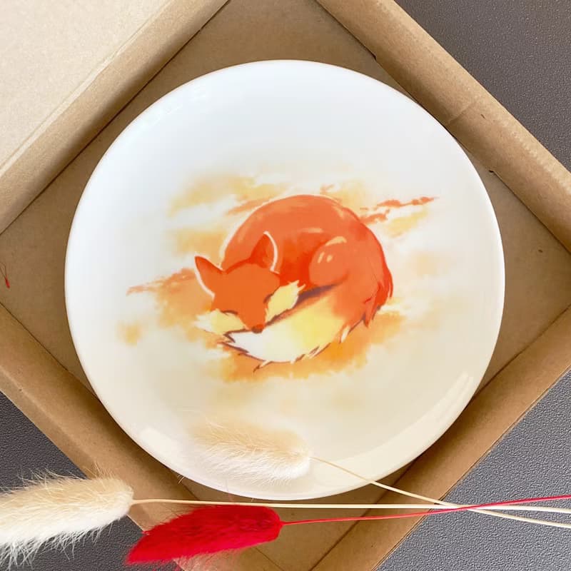 夢中的狐狸6.5吋盤 生日禮物 交換禮物 可愛動物 聖誕節禮物
