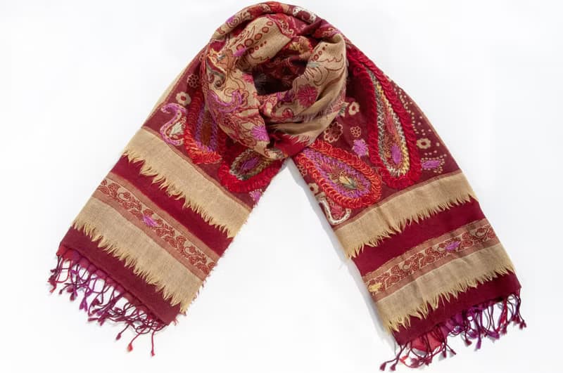 喀什米爾Cashmere/水煮羊毛披肩/針織圍巾/刺繡圍巾/羊絨披巾-花