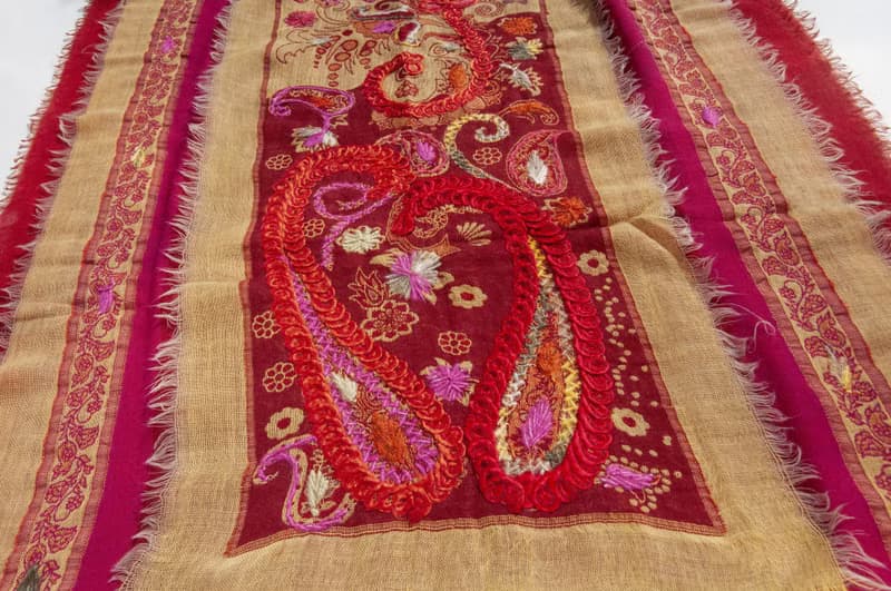 喀什米爾Cashmere/水煮羊毛披肩/針織圍巾/刺繡圍巾/羊絨披巾-花