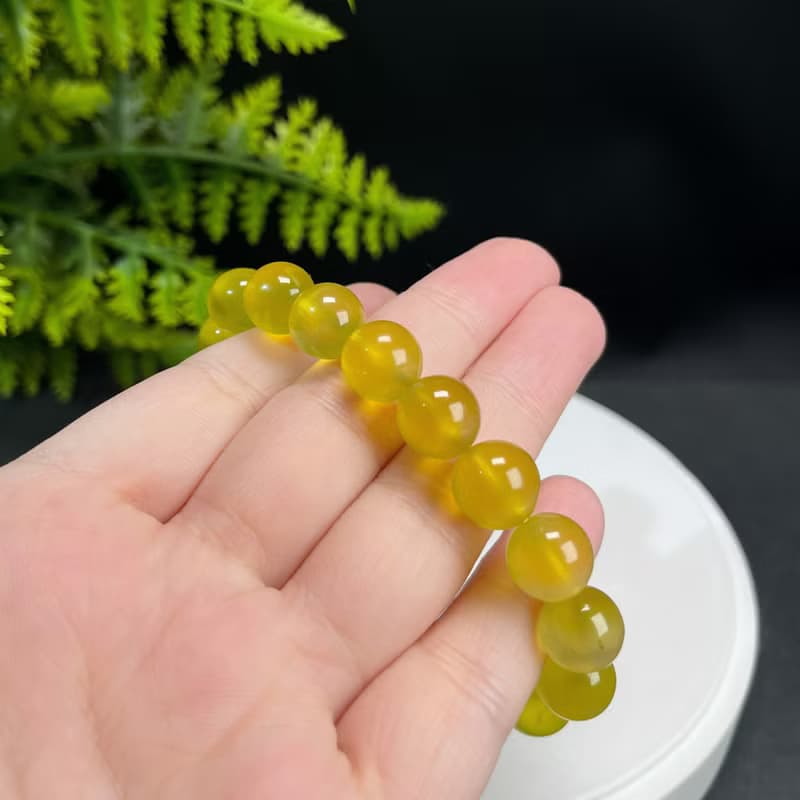 高品質優選天然澳洲金葡萄石手串冰種透體黃金葡萄石手錬單圈11mm