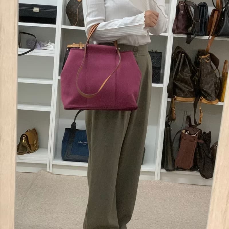 エルメス カバックエランPM　O刻  2WAYショルダーバッグ キャンバス×レザー ピンク - 01467
