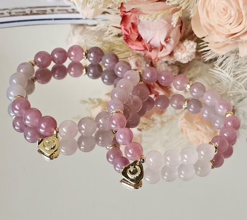 漸層馬粉設計款-漸層馬粉/愛情/貴人/水晶手鍊/人緣/馬粉晶