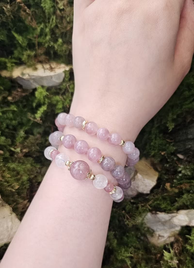 漸層馬粉設計款-漸層馬粉/愛情/貴人/水晶手鍊/人緣/馬粉晶