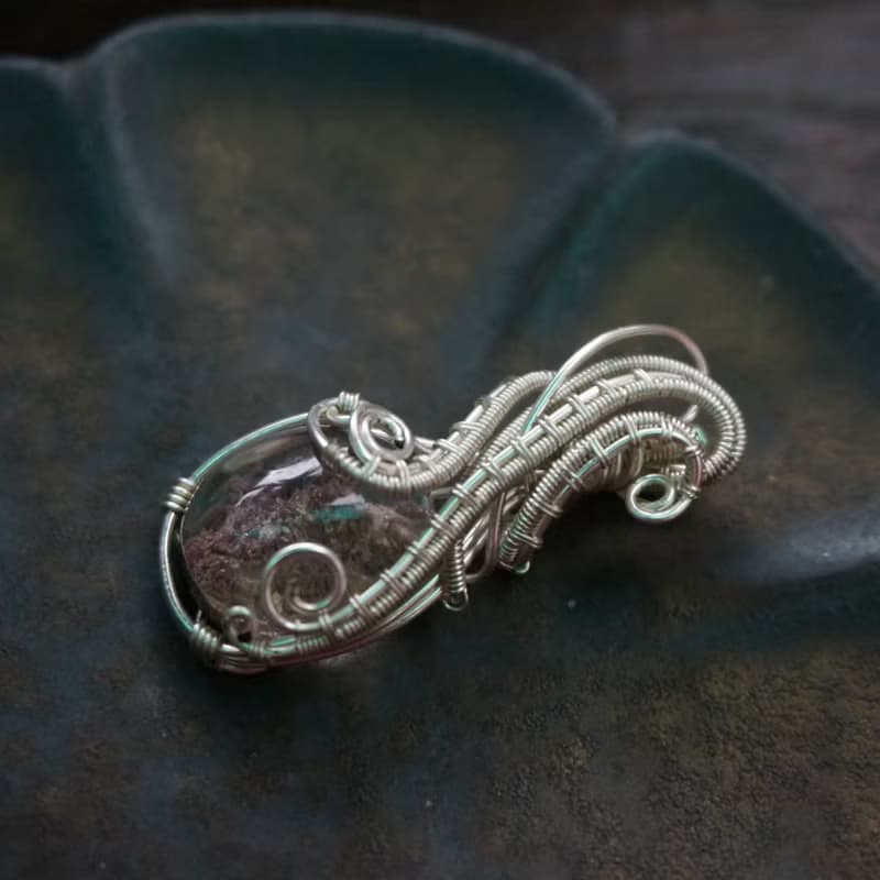 | MC | 紅幽靈水晶繞線項鏈 手工編織  復古 wire wrap