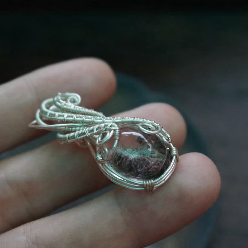 | MC | 紅幽靈水晶繞線項鏈 手工編織  復古 wire wrap