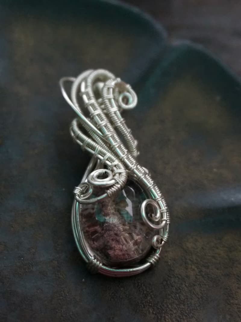 | MC | 紅幽靈水晶繞線項鏈 手工編織  復古 wire wrap