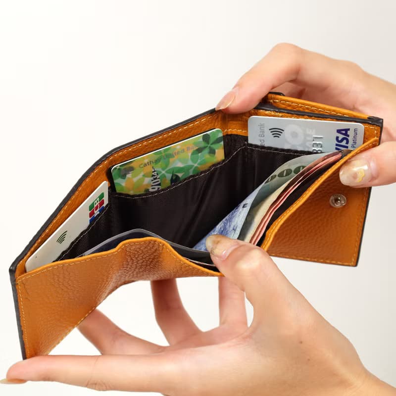 真皮信封三摺迷你短夾-多色