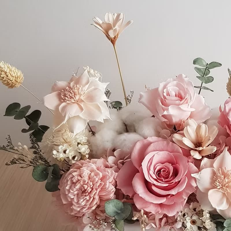永生花+乾燥花|長盆永生玫瑰桌花|萬用祝賀花 生日 新居 開幕