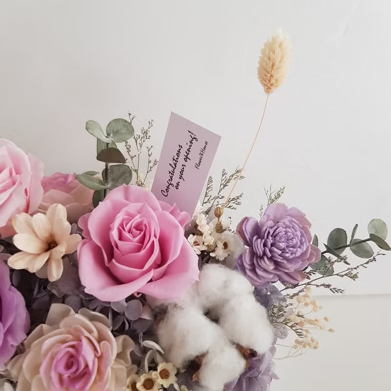 永生花+乾燥花|長盆永生玫瑰桌花|萬用祝賀花 生日 新居 開幕
