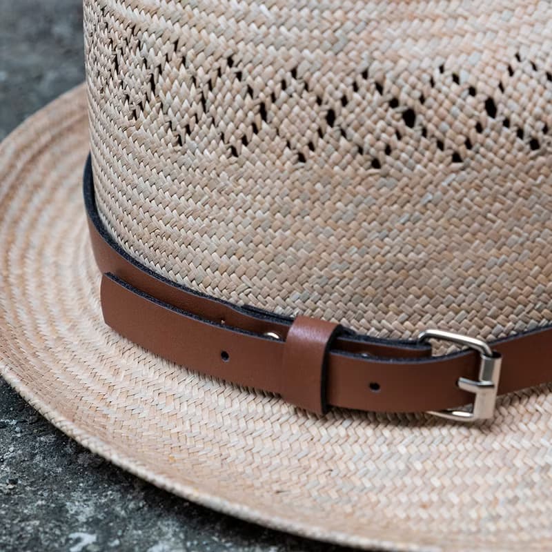 藺草編織 經典皮革紳士帽