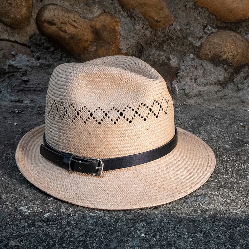 藺草編織 經典皮革紳士帽