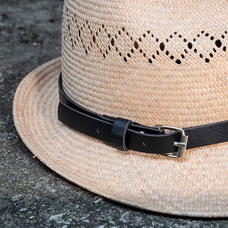 藺草編織 經典皮革紳士帽