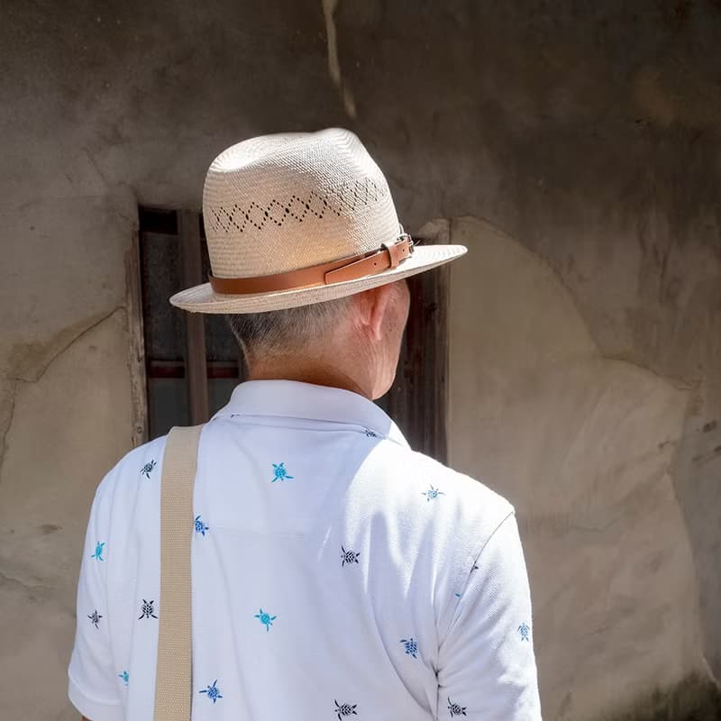 藺草編織 經典皮革紳士帽