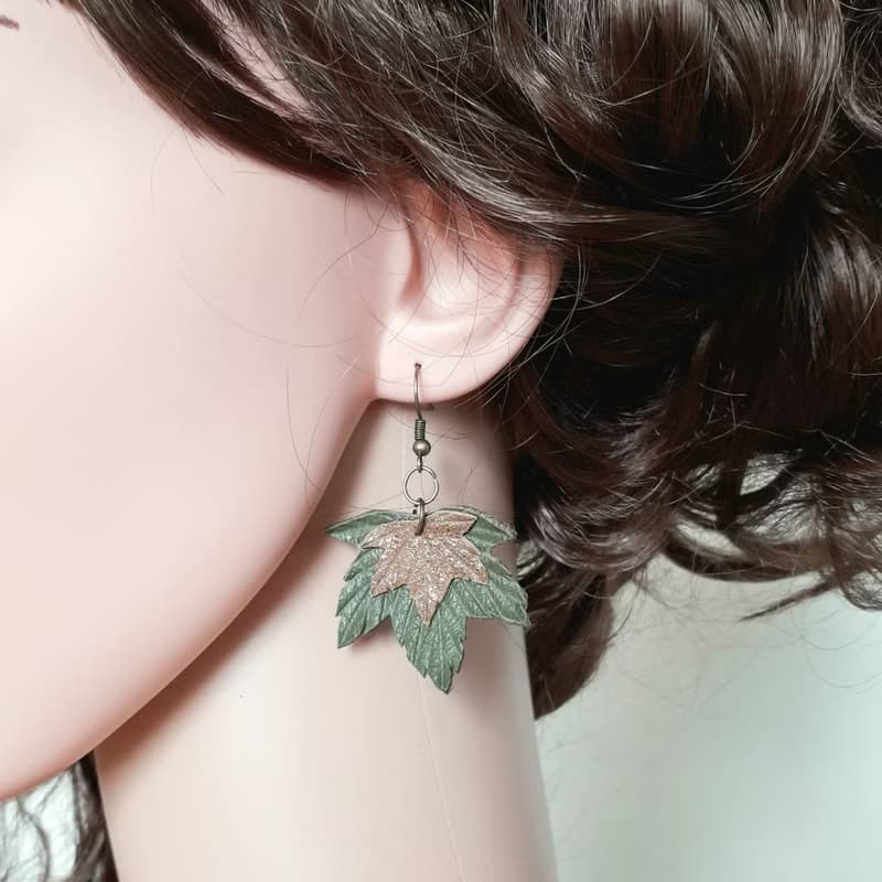 耳環 green leather earrings for her Leather women's jewelry