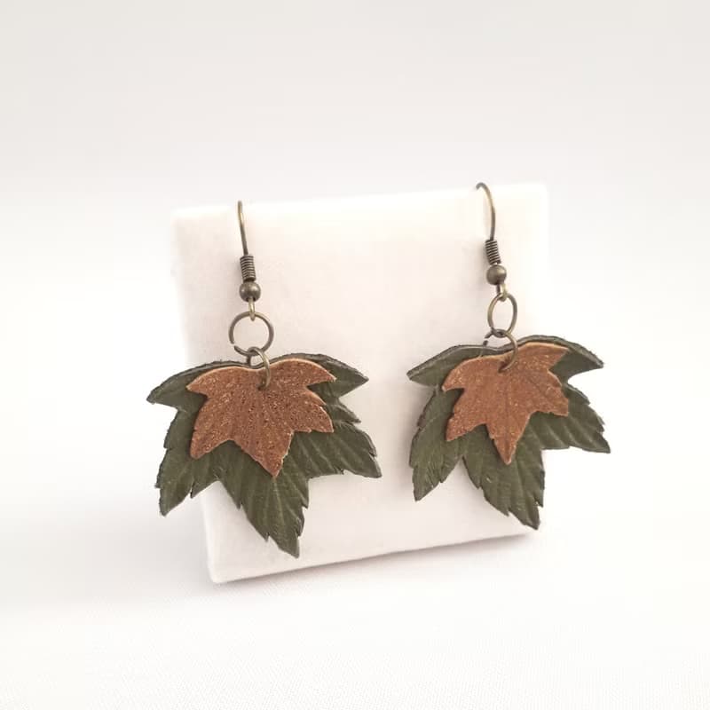 耳環 green leather earrings for her Leather women's jewelry