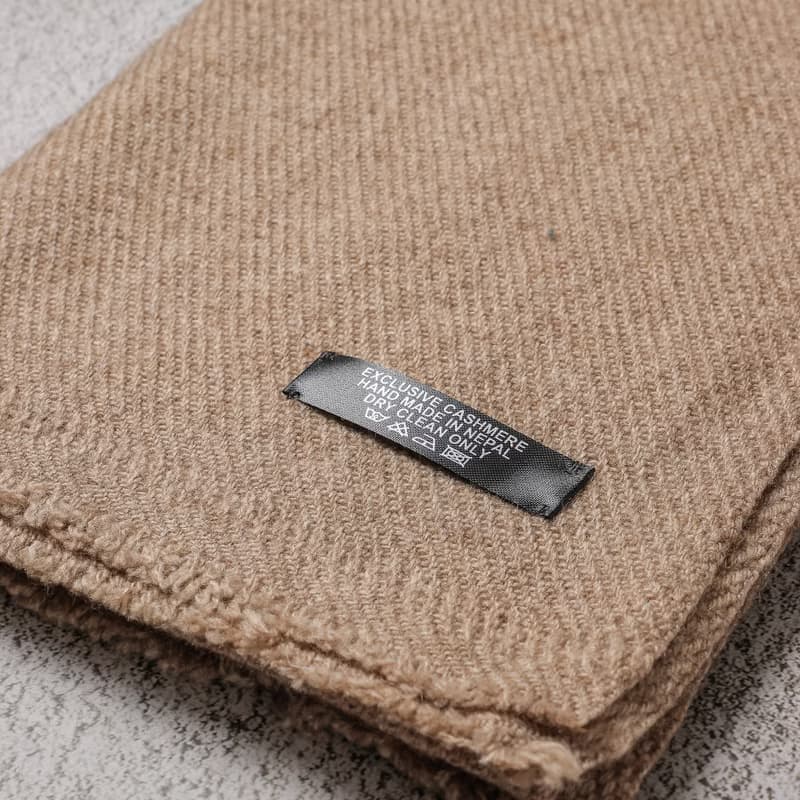 【窄版】喀什米爾羊毛圍巾 無染原色深褐 脖圍 手工機織
