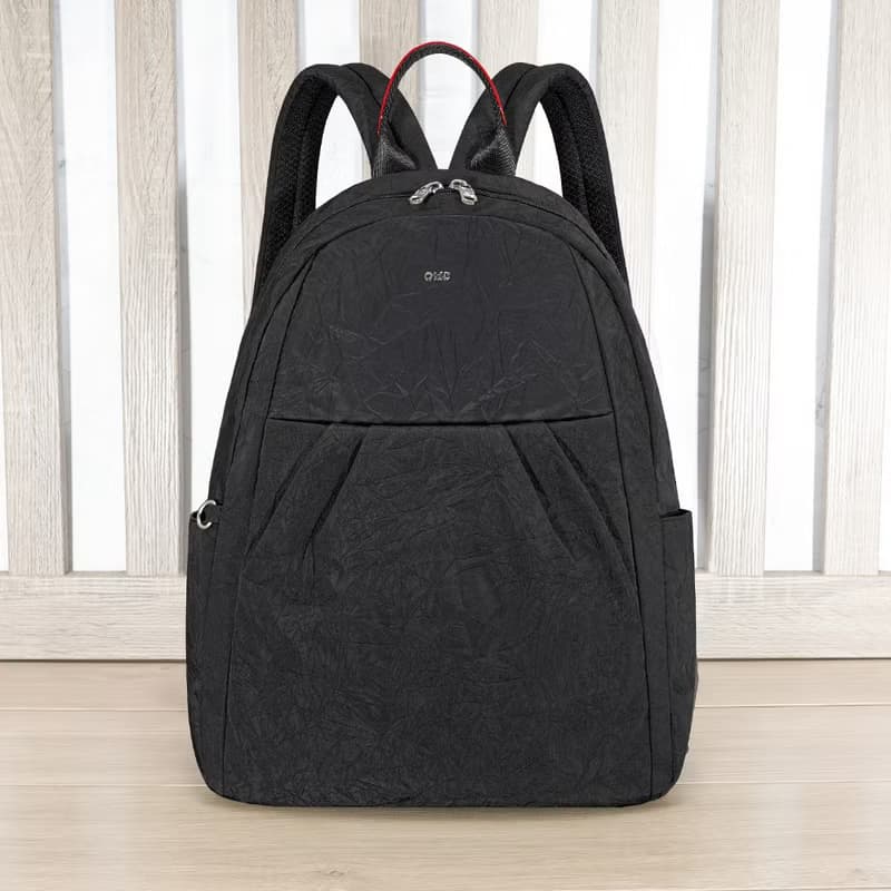 (黑色)輕盈紙感甜美系休閒旅行後背包(大款)33571