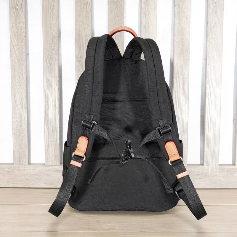 (黑色)輕盈紙感甜美系休閒旅行後背包(大款)33571
