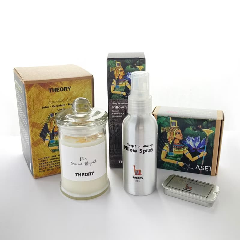 埃及系列-伊西斯│蓮花天竺葵佛手柑精油蠟燭+舒眠噴霧+香膏