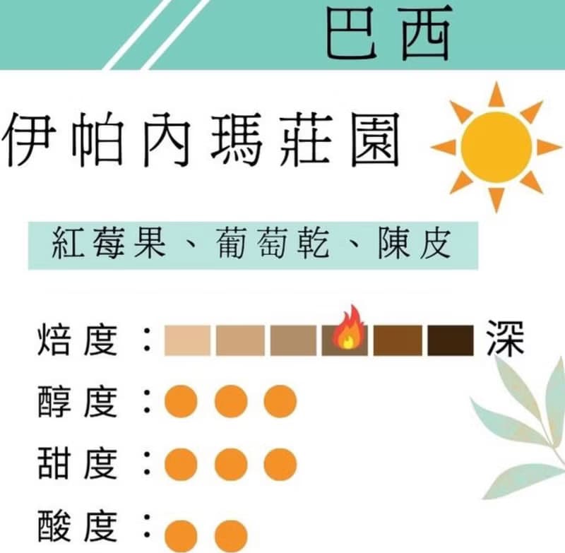 巴西 伊帕內瑪莊園黃波本精選 中焙 日曬 自家烘焙 手沖咖啡 精品