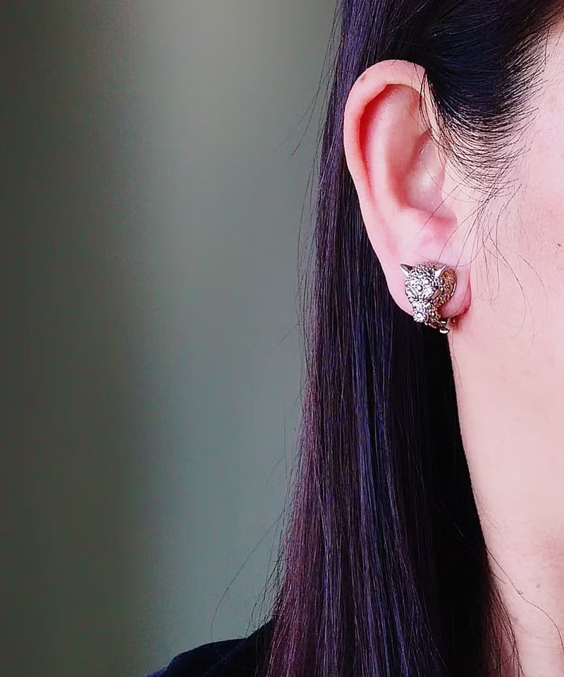vintage jewelry  經典立體神獸  夾式耳環