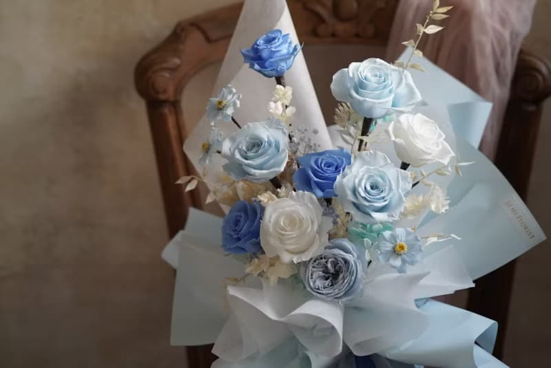 12朵玫瑰花 求婚告白 少女配色 頂級永生玫瑰花花束 韓式包裝花束