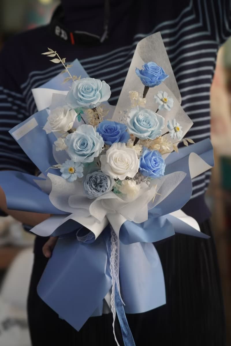 12朵玫瑰花 求婚告白 少女配色 頂級永生玫瑰花花束 韓式包裝花束