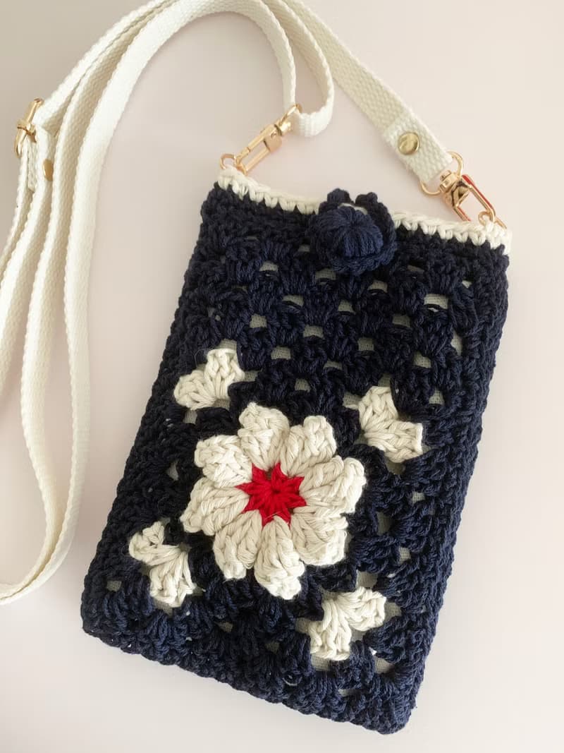 鈎織花斜孭電話袋