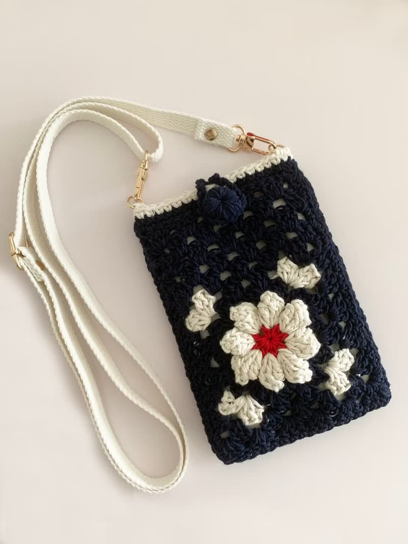 鈎織花斜孭電話袋
