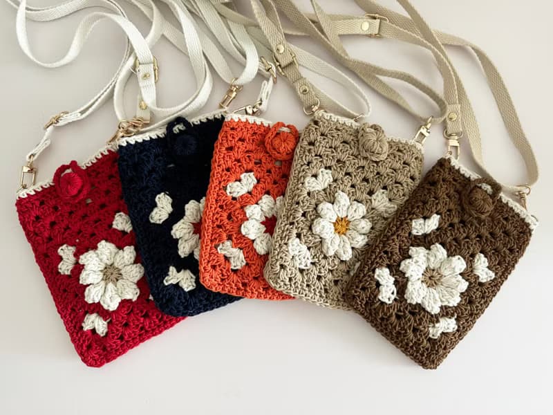 鈎織花斜孭電話袋