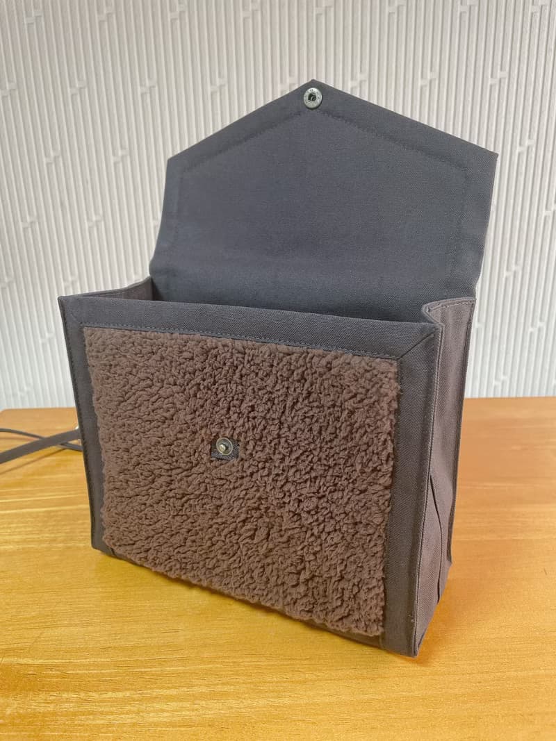 倉敷帆布　シープボア　ショルダーバッグ　バイカラー　サコッシュ　自立　軽量　ブラウン×チョコ