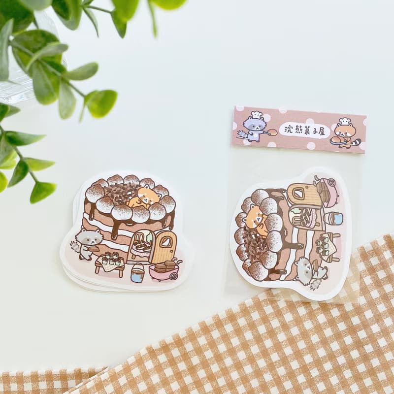 防水貼紙/浣熊菓子屋大貼紙-巧克力蛋糕屋