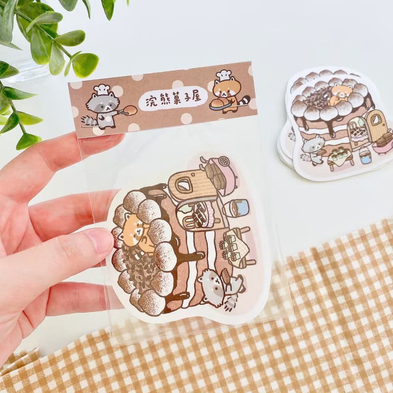 防水貼紙/浣熊菓子屋大貼紙-巧克力蛋糕屋