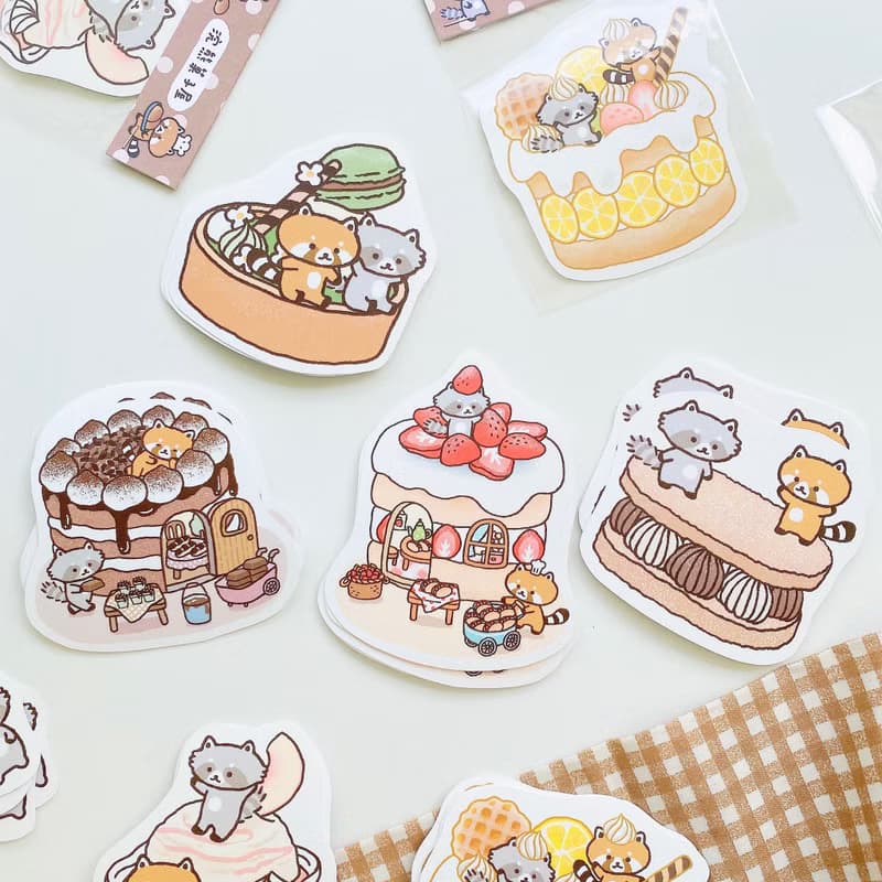 防水貼紙/浣熊菓子屋大貼紙-巧克力蛋糕屋